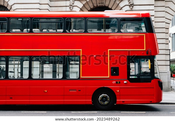 Red double decker bus in
London