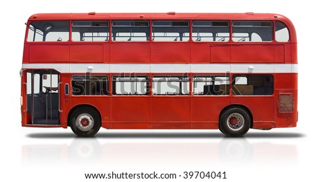 Red double Decker London bus isolated on white with a clipping path