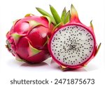 Red dragon fruit with half on isolate white background copy