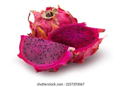 Red Dragonfruit or Red Pitaya isolated on a white background