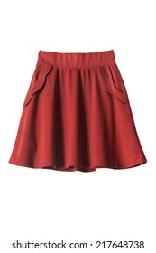 Red draped skirt with pockets isolated over white