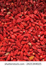 Red dried chilipeppers representing flavour of Subcontinent