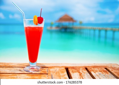 Red Drink At A Beach Resort - All Inclusive Holidays