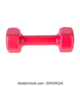 Red Dumbells Weight Isolated On White Background