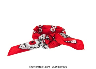 Red Dutch farmer handkerchief isolated over white background