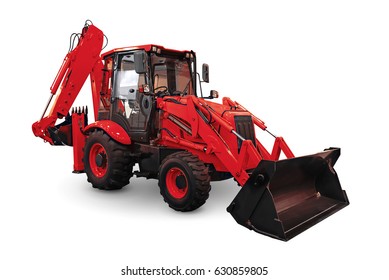 Red earth mover isolated on a white background