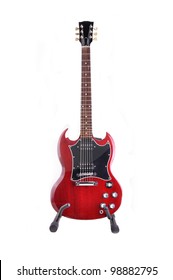 Red Electric Guitar Isolated On White