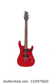 Red Electric Guitar On A White Background