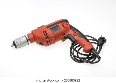 Red Electric Hand Drill White Background 