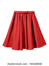 Red elegant skirt with ribbon bow isolated on white