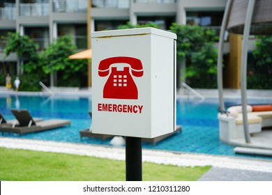 The Red Emergency Phone Box Beside Swimming Pools