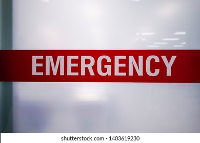 Red Emergency Room Sign That Looks Scary Mood.