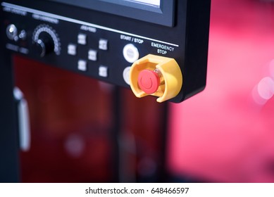 Red emergency stop switch reset button