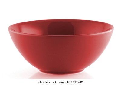 Red Empty Bowl Isolated On White Background