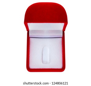 Red Empty Jewelry Box In White Background