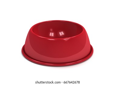 Red Empty Pet Food Bowl