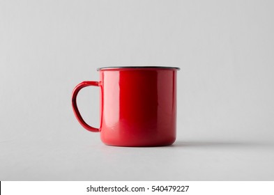 Red Enamel Mug Mock-Up