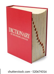Red English Dictionary Isolated on White Background.