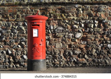 Red English Pillar Box Or Post Box.