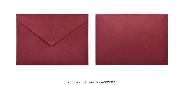Red envelope front and back isolated on white background