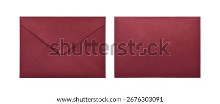 Red envelope front and back isolated on white background