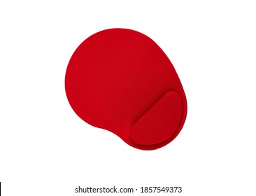 Red Ergonomic Mouse Pad Isolated On White Background.