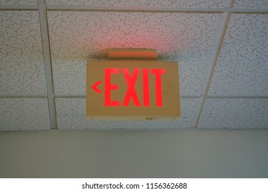 Exit Sign Hung Ceiling Stock Photo (Edit Now) 673954969