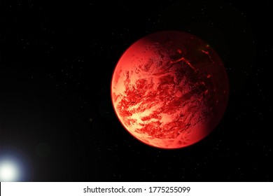 Red exoplanet in deep space. Elements of this image were furnished by NASA.