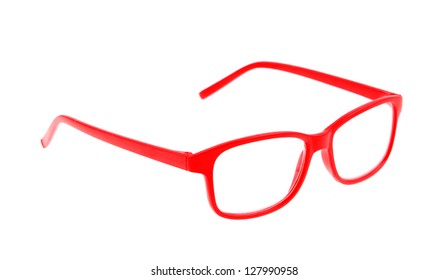 Red Eye Glasses Isolated On White Background