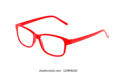 Red Eye Glasses Isolated On White Background