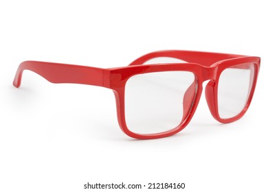 Red Eye Glasses  Isolated On White Background