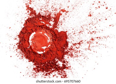 Red Eye Shadow, Powder Isolated On White Background