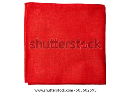 Red fabric napkin on white