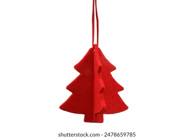 Red felt Christmas tree ornament isolated on a white background. - Powered by Shutterstock