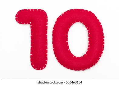 Red Felt Numeral 10