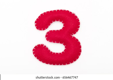 Red Felt Numeral 3 