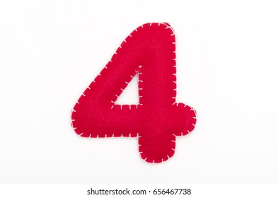 Red Felt Numeral 4