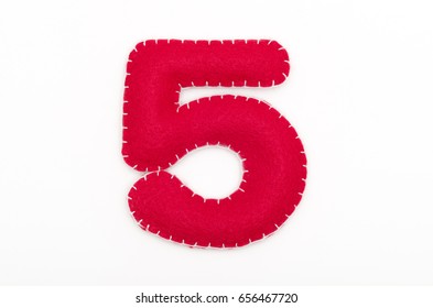 Red Felt Numeral 5