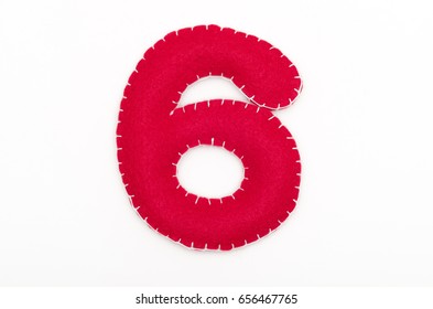 Red Felt Numeral 6