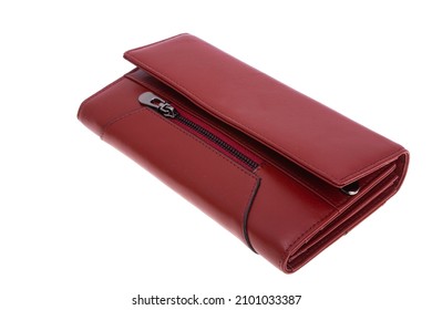 Red Female Wallet Isolated On White Background 