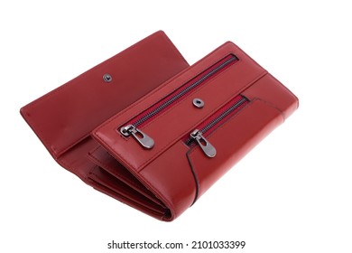 Red Female Wallet Isolated On White Background 