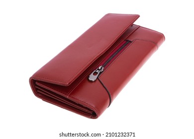 Red Female Wallet Isolated On White Background 