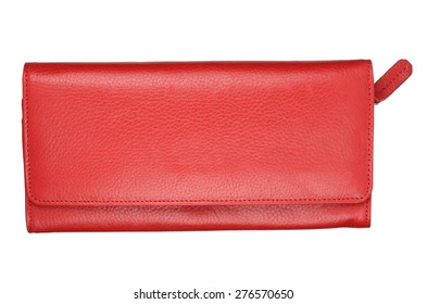 Red Female Wallet Isolated On White Background. With Clipping Path