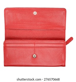 Red Female Wallet Isolated On White Background. With Clipping Path