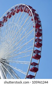 Red Ferris Wheel In Navy Pier, Chicago