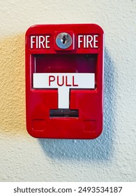 Red fire alarm box with 