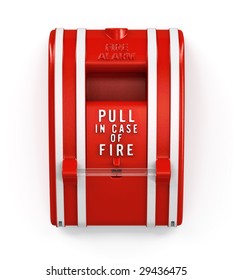 Red fire alarm pull switch. Isolated on white, includes pro clipping path.