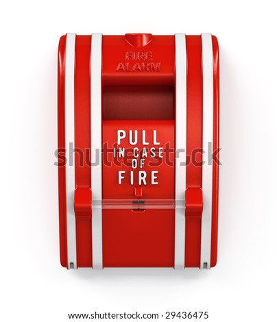 Red fire alarm pull switch. Isolated on white, includes pro clipping path.