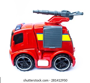 Red Fire Engine Toy Isolated On White