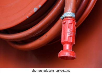 Red Fire Hose In The Reel